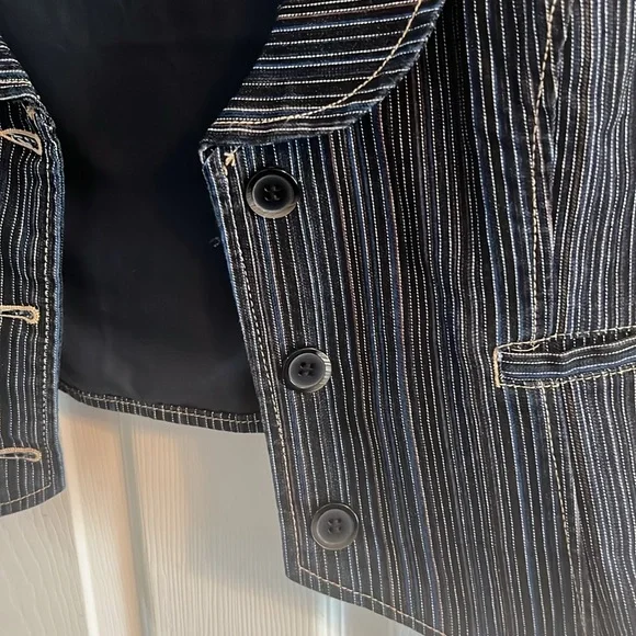 Dark Blue and White Striped Vest - Picture 2 of 6